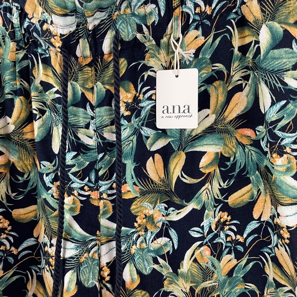 a.n.a Tropical Black Lenin Rayon Blend Elastic Waist Draw String Shorts Sz XXLT - Picture 3 of 11